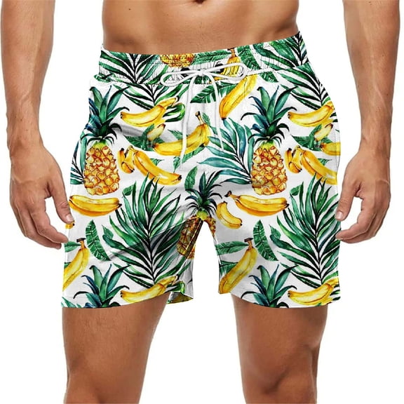 Kctiaxy Beach Shorts for Men Summer Elastic Waist Swimming Trunks Casual Cute Printed Loose Drawstring Board Shorts Swimwear with Pockets