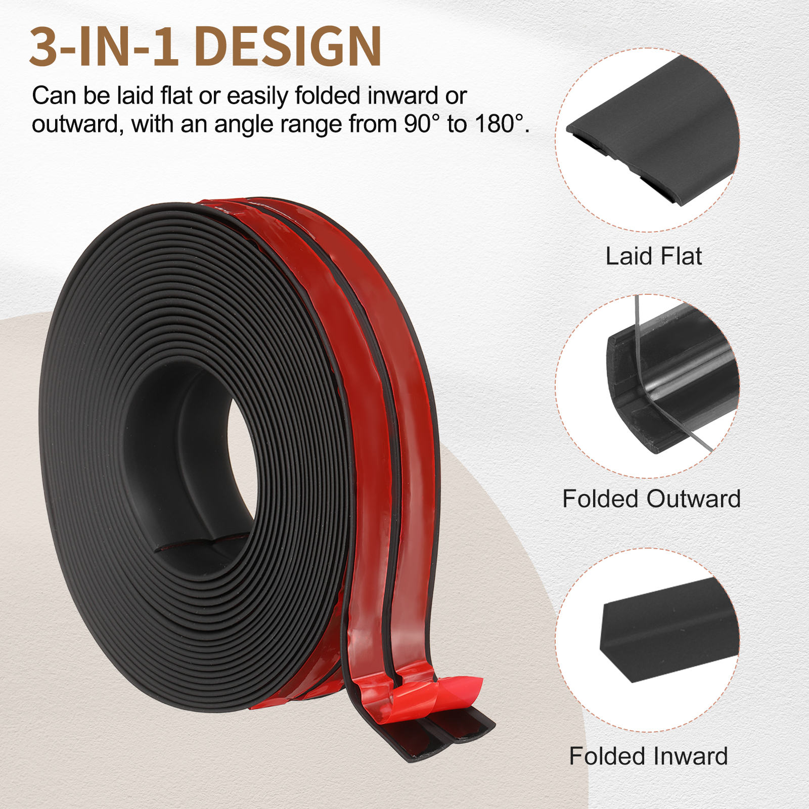 Uxcell Protector 1.6"x19.7 ft Self Adhesive Guard Black for Wall Table Floor