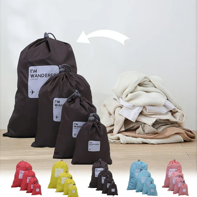 Vaidha Travel Drawstring Bag Set - 4 Items Great For Organizing Luggage And Packing Reasons