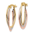 thumbnail image 2 of FB Jewels 14K Tri Color Gold Polished Oval Hoop Earrings, 2 of 3