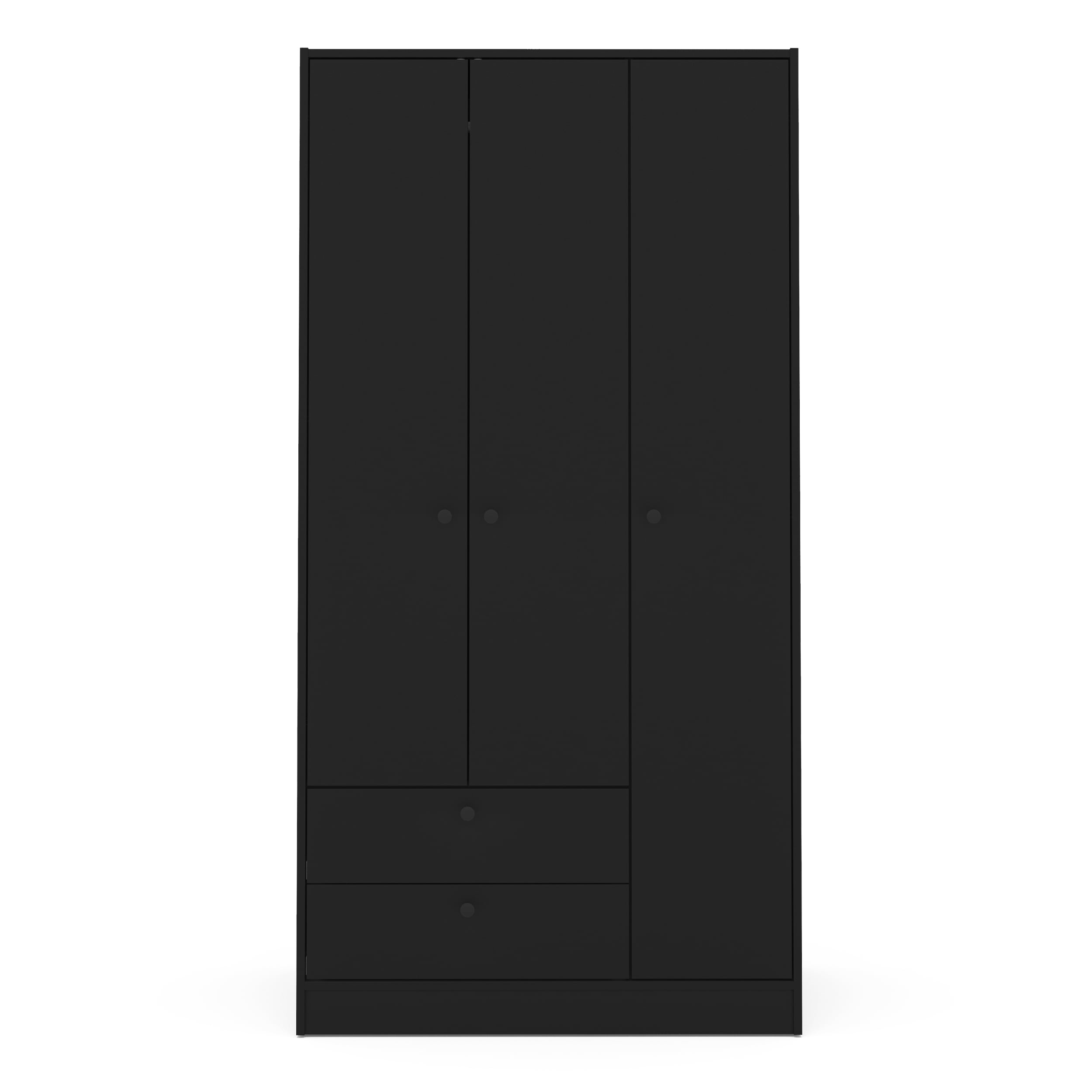 Polifurniture Denmark 3 Door Bedroom Armoire with Drawers, Black