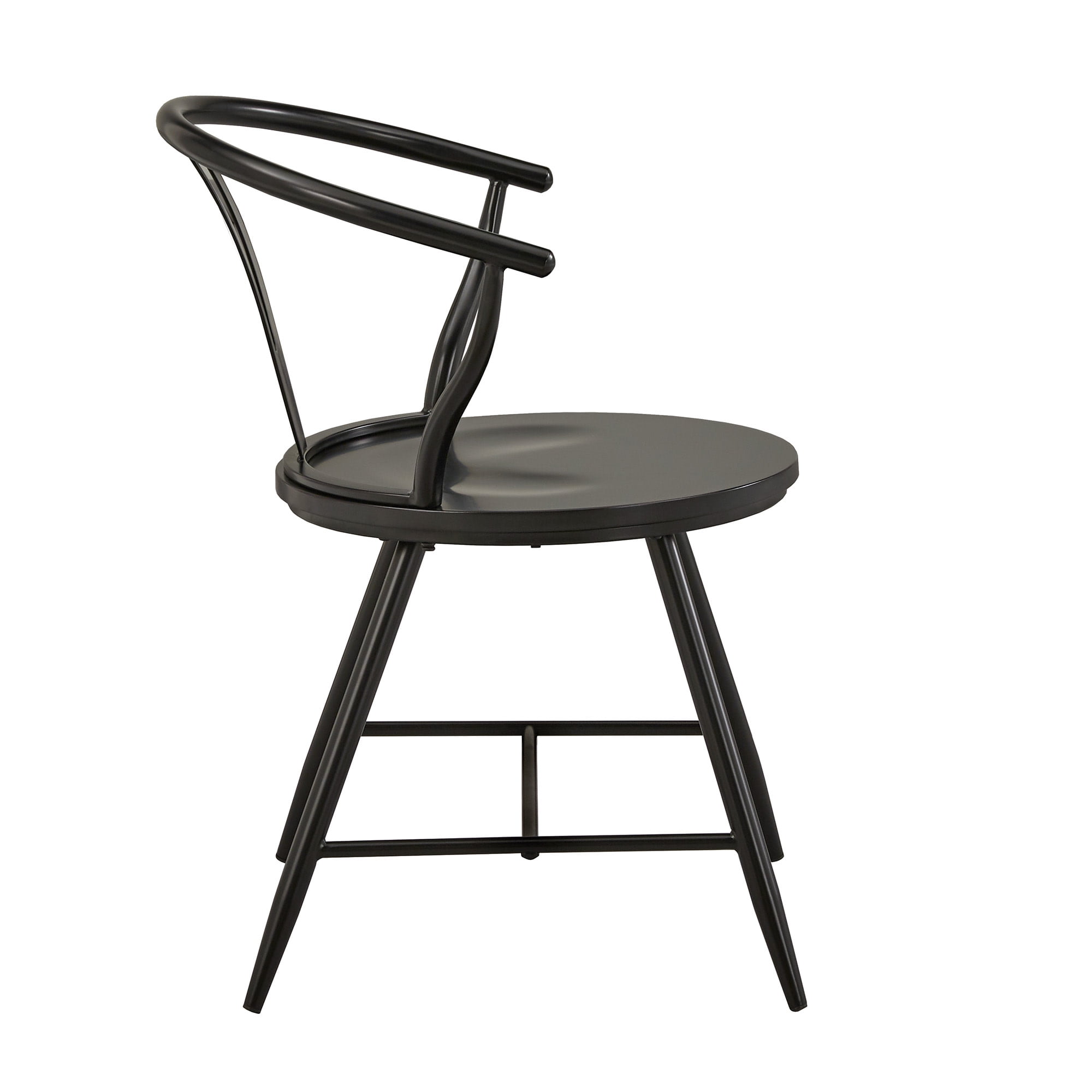 Weston Home Lydford Wishbone Back Metal Side Chair with Wood Seat, Black (Set of 2)