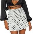 thumbnail image 2 of Fesfesfes Women Skirt High Waist Dot Print Mini Skirt Elasticity Waist A-Line Short Skirt Clothes Sale, 2 of 9