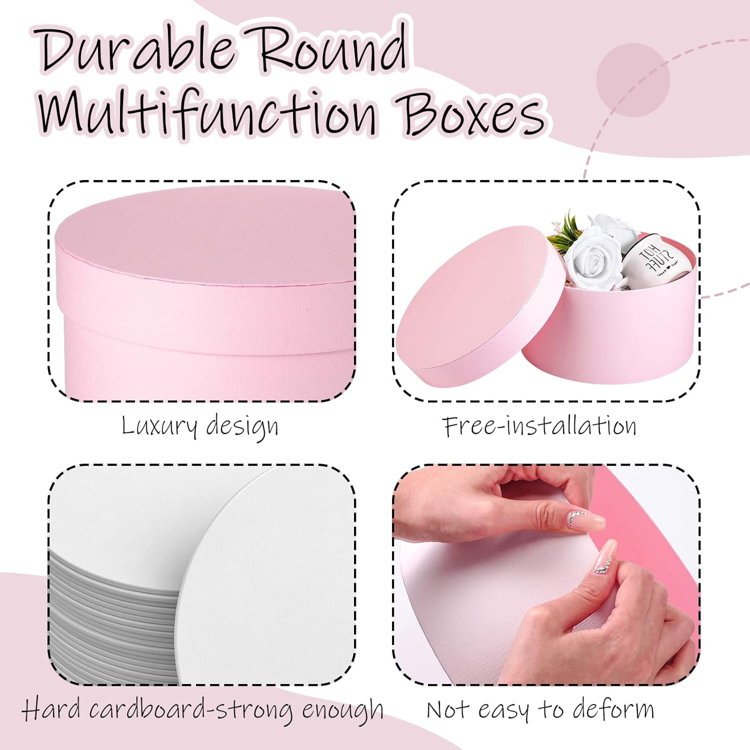 ANHXN Gift Boxes with Lids Floral Foam Set Round Boxes Flower Arrangements Supplies Round Floral Foam for Flowers for Mother's Day Bridesmaid Wedding(1 piece
）