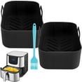 thumbnail image 1 of Kyoffiie 2PCS Air Fryer Silicone Pot Compatible with Ninja Dual Basket Air Fryers Reusable Air Fryer Liner with Handle Oil Brush Silicone Baking Mat for Air Fryer, 1 of 7