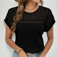 thumbnail image 2 of ZyeKqe Summer Tops for WomenCrochet Short Sleeve Shirts Hollow out Crewneck T Shirts Beach Vacation Top, 2 of 7