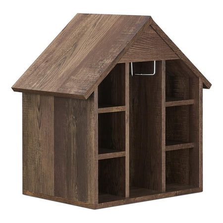Pemberly Row Rustic Wood 6-Bottle Wine Rack in Reclaimed Oak