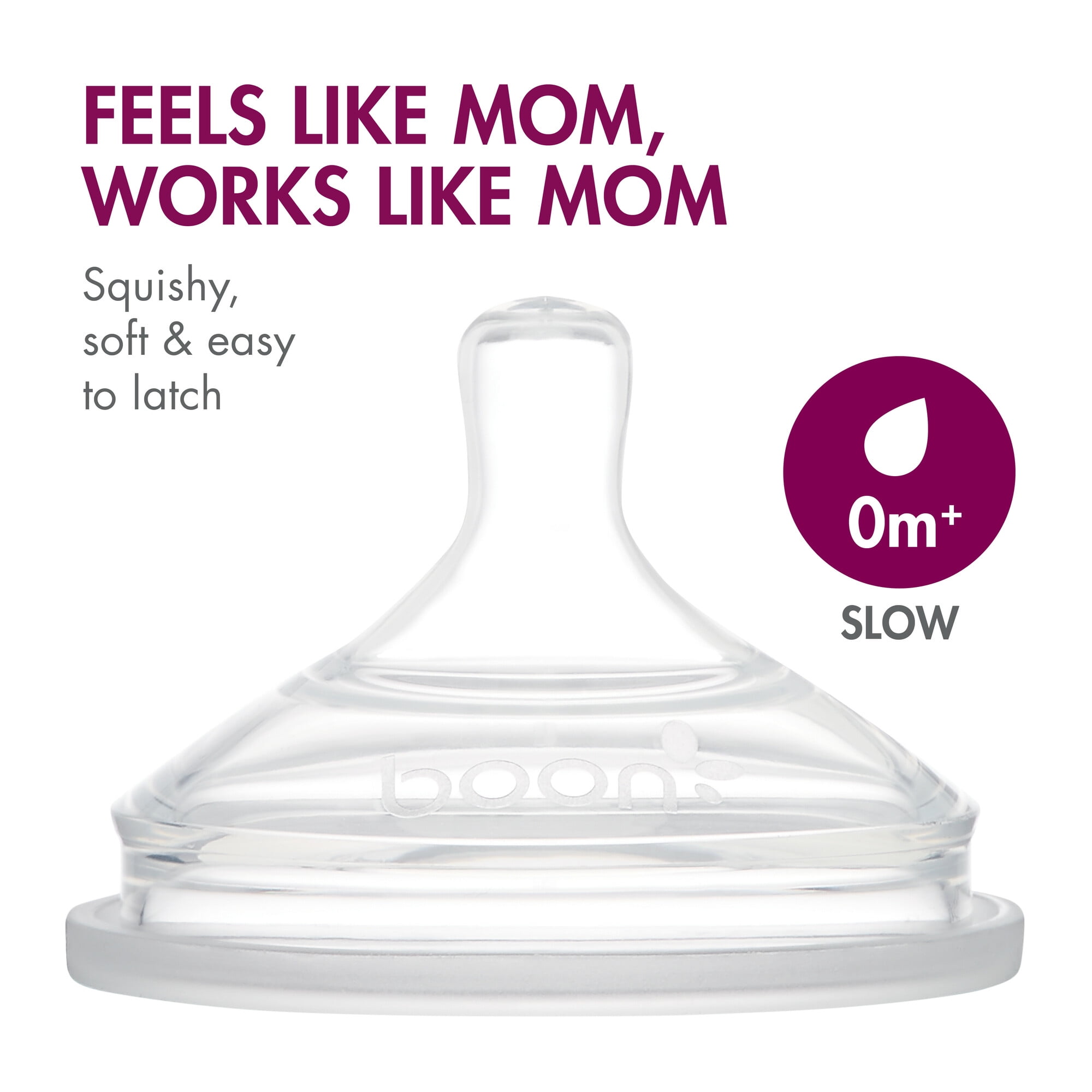 Boon Nursh Reusable Silicone Pouch Baby Bottle, Air-Free Feeding, Pink Multi Pack 4 Oz 3 Pk