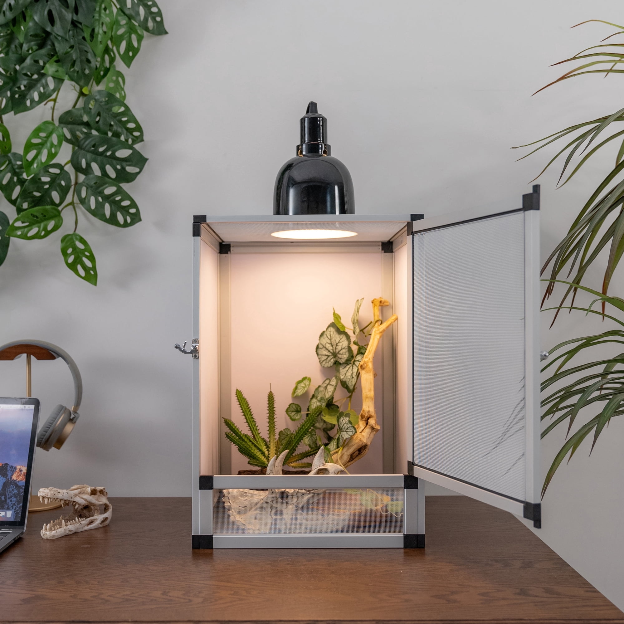 Toxirium 18x18x36 inch Hybrid PVC Reptile Terrarium with Interchangeable Acrylic and Mesh Doors for Chameleons, Geckos and Tree Frogs