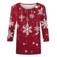 thumbnail image 4 of VKOYWKM Womens Merry Christmas T Shirts 3/4 Length Sleeve Womens Tops Christmas Snowflake Graphic T Shirts Casual Crew Neck Funny Family Party Tunic Top, 4 of 5