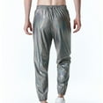 thumbnail image 5 of fartey Men Metallic Shiny Pant with Pockets Drawstring Slim Fit Trousers Sparkle Pleated Elastic Waist Straight Leg Party Pants, 5 of 7