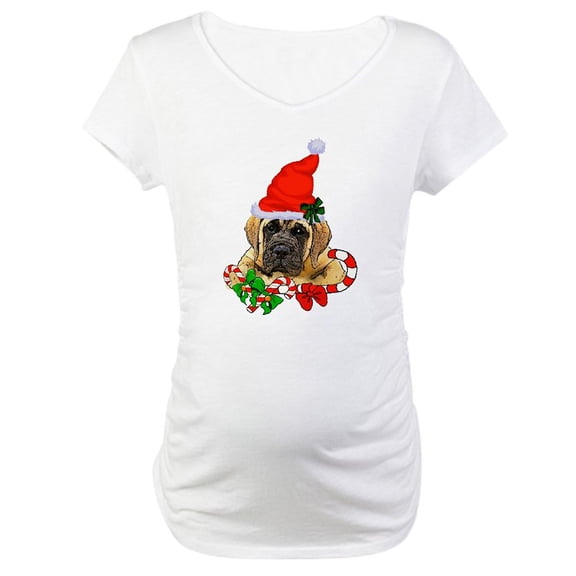 CafePress - English Mastiff Christmas Maternity T Shirt - Cotton Maternity T-shirt, Cute & Funny Pregnancy Tee