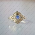 thumbnail image 2 of Round Moonstone & Diamond Ring, 925 Sterling Silver Vintage Ring,Rainbow Moonstone Ring, Wedding Ring Handmade Fine Ring Jewelry Gift For Her., 2 of 5