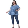 thumbnail image 3 of DARING DIVA Women's Plus Polka Dots Ruffle Sleeves Babydoll Tiered Blouse 2X Blue, 3 of 6