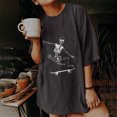 thumbnail image 2 of Blusa de manga corta con estampado de calavera divertida vintage para mujer Pompotops  hfajkhk127798, 2 of 9