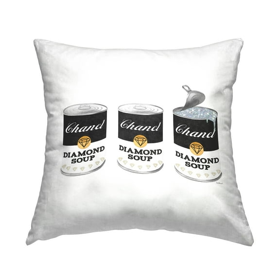 Stupell Industries Chic Black Diamond Soup Can Pop Style Design by Amanda Greenwood Throw Pillow