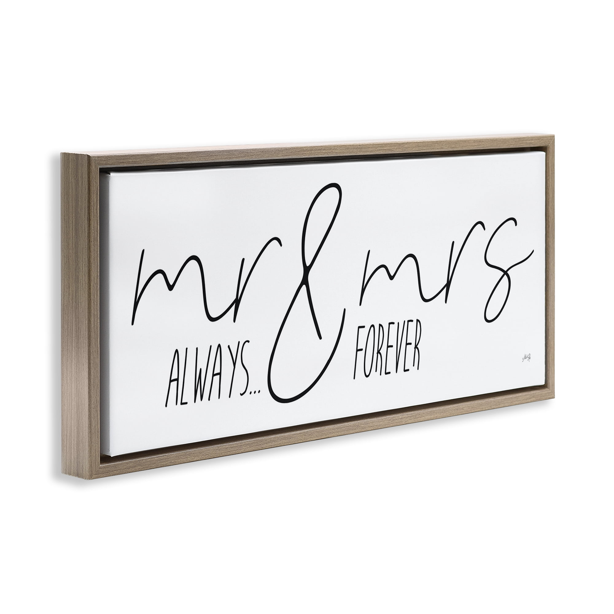 Stupell Industries Romantic Always & Forever Typography Painting Brown Floater Framed Art Print Wall Art, 25 x 11
