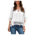 thumbnail image 3 of Fesfesfes Mama Tshirt Women's Short Sleeves Casual Tops V- Neck Solid Color Blouse T-shirt Womens Fashion M(US:6), 3 of 9