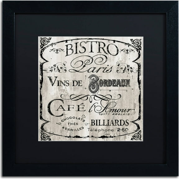Trademark Fine Art "Paris Bistro III" Canvas Art by Color Bakery, Black Matte, Black Frame