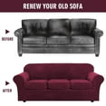 thumbnail image 6 of JIAN YA NA Stretch Velvet Sofa Covers, Plush Armchair Loveseat Couch Slipcover, Non-slip Furniture Protector, Friendly to Pets (Burgundy, For Armhair), 6 of 10