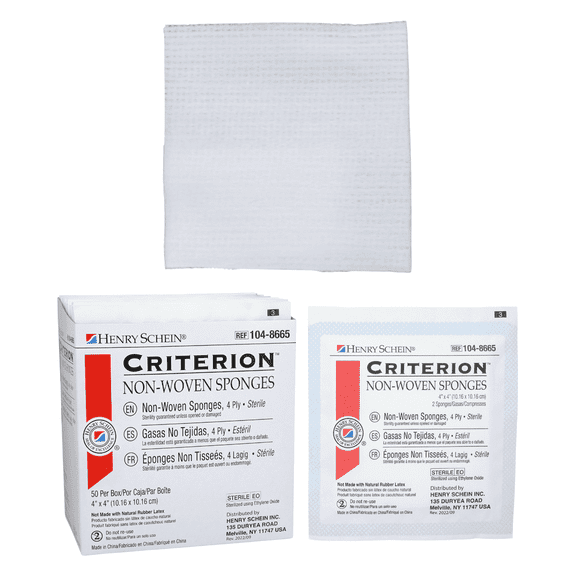Henry Schein Criterion Non-Woven Gauze Sponges, 4-Ply First Aid Gauze Pads, 4” x 4”, 50 Count