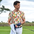 thumbnail image 4 of Daiia Hawaiian Pineapples And Hibiscus Flowers Pattern Men’s Polo Shirts,Solid Deck Shirt,Classic Fit, Breathable Cotton Polo for Casual and Sport Wear-4X-Large, 4 of 7