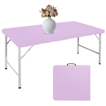 HooKung 4 FT Folding Table with Carry Handle, Portable Fold-in-Half Plastic Table, Rectangle Foldable Table for Indoor/Outdoor