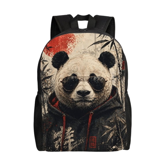 Cool Panda Backpack Full Front Print Travel Laptop Bag for Men and Women