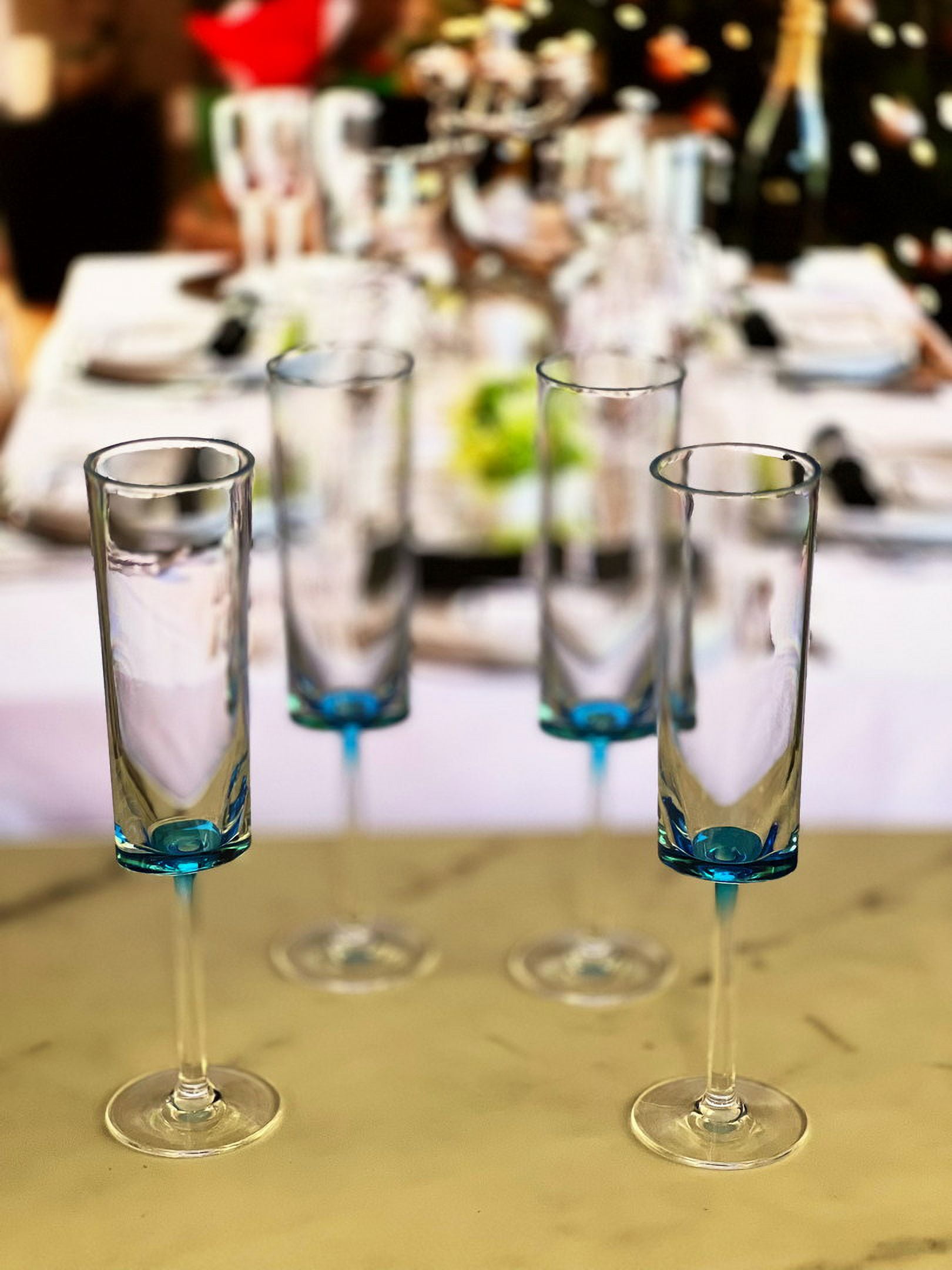 Kitchen Utensils Oval Halo Plastic Champagne Flutes Set of 4 (4oz), Unbreakable Mimosa Glasses Plastic Champagne Glasses, Acrylic Wedding Champagne Flutes,Cutlery Sets
