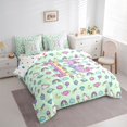 thumbnail image 2 of Manfei Cute Initial R 7-Piece King Bedding,Charming Unicorn Treats King Bed in a Bag,Light Green Multicolor,Polkadot Reversible, 2 of 8