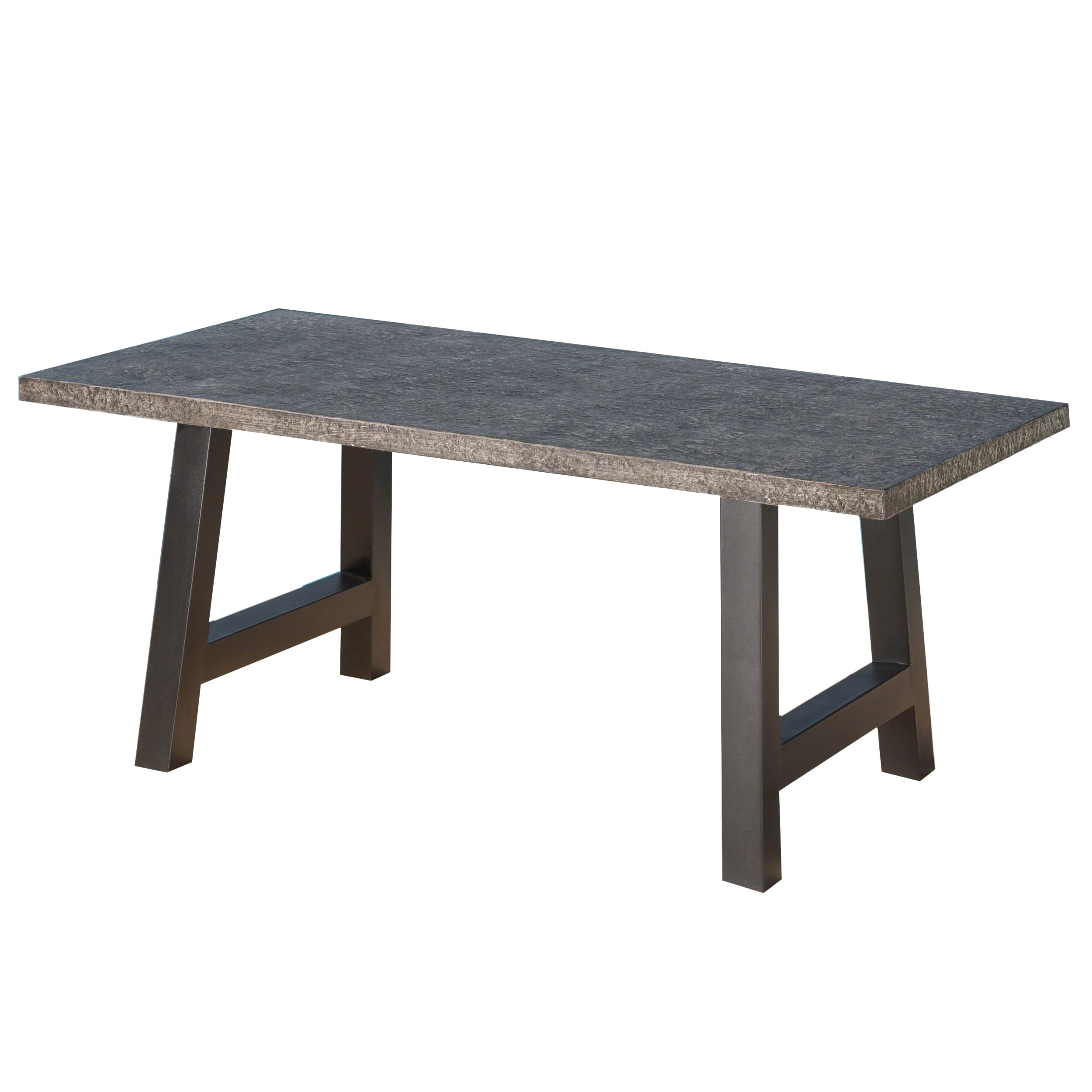 GDF Studio Doris Outdoor Rectangular Metal Lightweight Concrete Dining