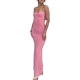 thumbnail image 3 of Women's Spaghetti Strap Low Cut Bodycon Maxi Dress Square Neck Sleeveless Backless Tight Slip Elegant Long Cami Dress, 3 of 6