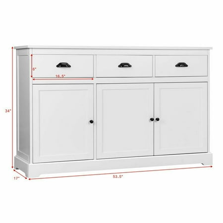 Gymax 3 Drawers Sideboard Buffet Table Storage Console Cabinet