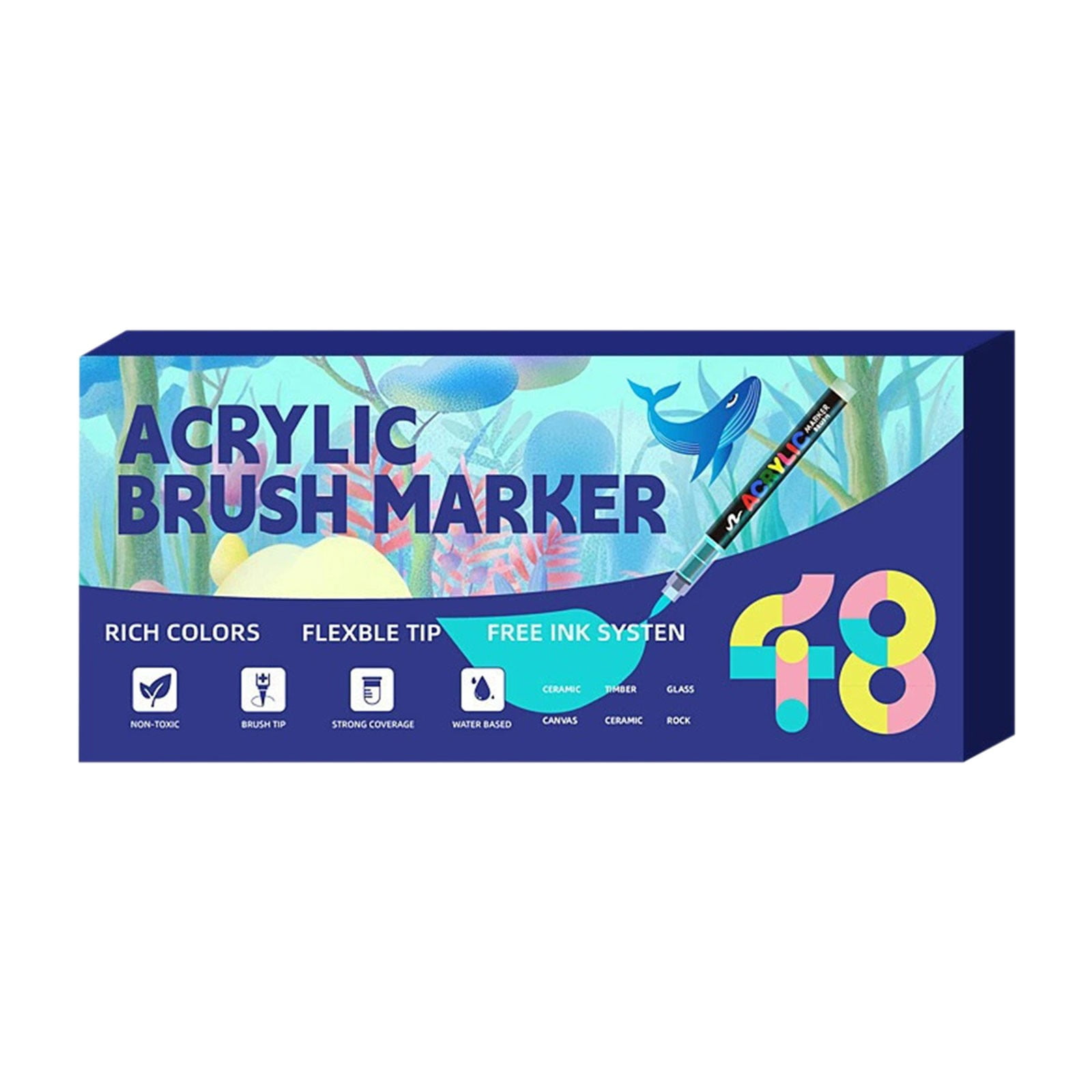 Acrylic Paint Markers,Acrylic Brush Markers Paint Pens, No Bleed Paint markers for Fabric,Wood,Rocks,Canvas Painting,Glass,Ceramic,Art Craft Supplies(48 Colors)