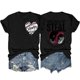 thumbnail image 1 of Camisetas de Manga Corta para Mujeres Beisbol Amor Doble Cara Impresión Cuello Redondo Camiseta, Top de Verano Casual, 1 of 3