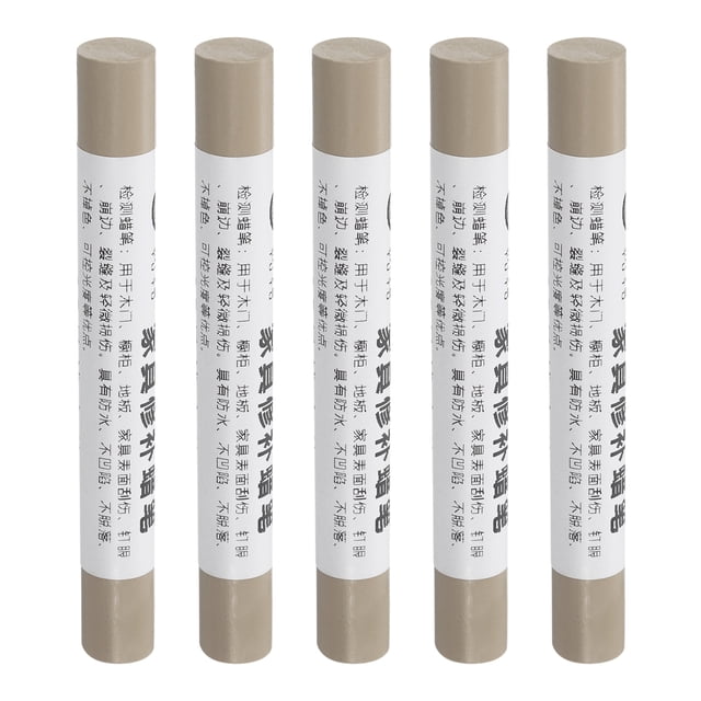 Craies de Cire de Réparation de Meubles, Bâton de Remplissage de Cire, Marqueurs de Retouche, Blanc Brun, Lot de 5