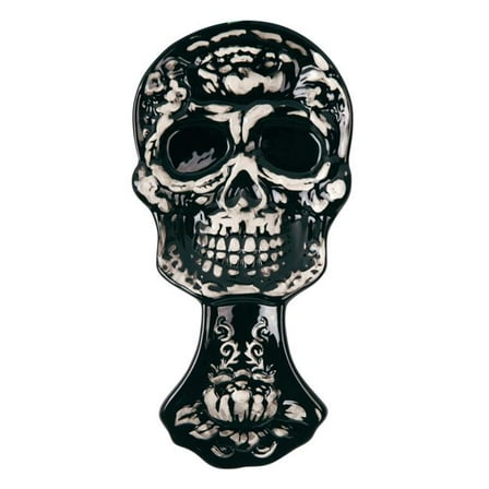 Home Essentials & Beyond 60993 9 in. Antique Black Skull Spoonrest for Unisex