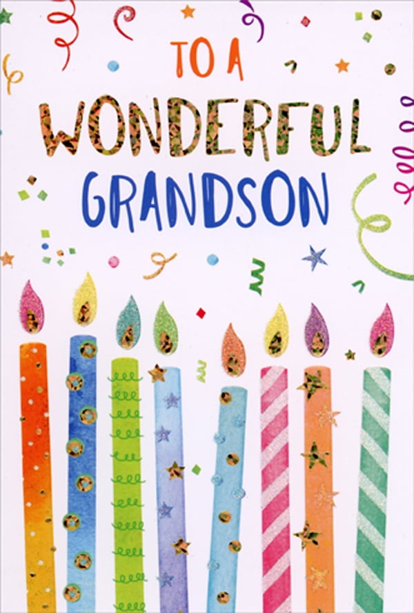 FANTASTIC COLOURFUL EMBOSSED CANDLE & ICE GEMS 8TH BIRTHDAY GREETING CARD