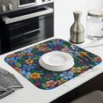 thumbnail image 3 of Pioneer Flower Floral Print Pattern Dish Drying Mat for Kitchen 1 Pack, Ultra Absorbent Microfiber Dishes Drainer Mats,16"x18", 3 of 6