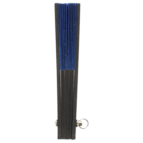 Greenadscape 1Set Mini Folding Fan Blue Paper Bamboo Photography Prop Party Decoration present 13.5X8X1.5in