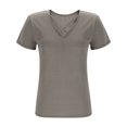 thumbnail image 5 of Wxjgog Plus Size Tops for Women Summer Short Sleeve Sexy V Neck Criss Cross T-Shirt Tunic Casual Loose Soft Tee Shirt(L-5XL), 5 of 7