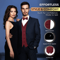 thumbnail image 3 of Oliver George 2pc Men s Solid Formal Suit Vest Waistcoat Tuxedo Dress Vest Bow Tie Set For Suit or Tuxedo Wine Red Small, 3 of 5