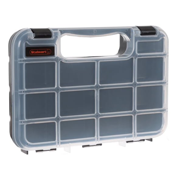 Portable Storage Case with Secure Locks & 14 Small Compartments for Hardware Screws Bolts Nuts Nails Beads Jewelry Tackle & More by Stalwart
