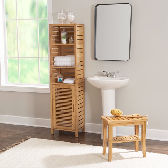 Contemporary Home Living Tall Bamboo Storage Cabinet - 61.75"