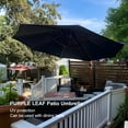 thumbnail image 2 of PURPLE LEAF 12FT Deluxe Round Wood Grain Patio Umbrella, Large Offset Cantilever Umbrella with 360° Rotation, Navy Blue, 2 of 13