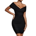 thumbnail image 1 of Vestido BELLA BARNETT con hombros descubiertos, vendaje negro, mini, 1 of 5