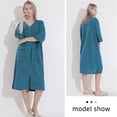 thumbnail image 2 of Women Robe Zipper Front House Coat 3/4 Sleeve Nightgown Bathrobe Ladies Lounge Dress Sleepwear With Pockets, 2 of 5