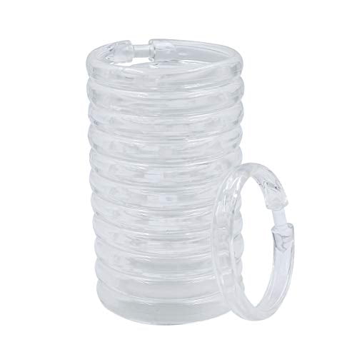 Qulable Shower Curtain Rings-12 Pack- Plastic Curtain O Rings Hook Glide Easily on Bathroom Shower Rod