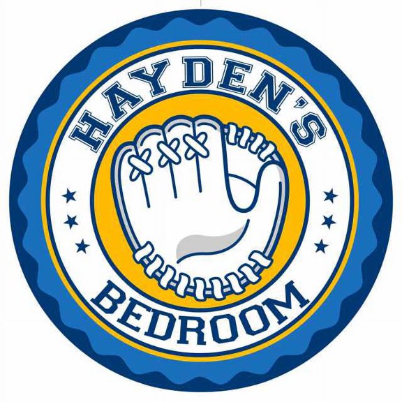 HAYDEN'S Baseball Glove Bedroom 14" Round Metal Sign Boys Room 100140029074
