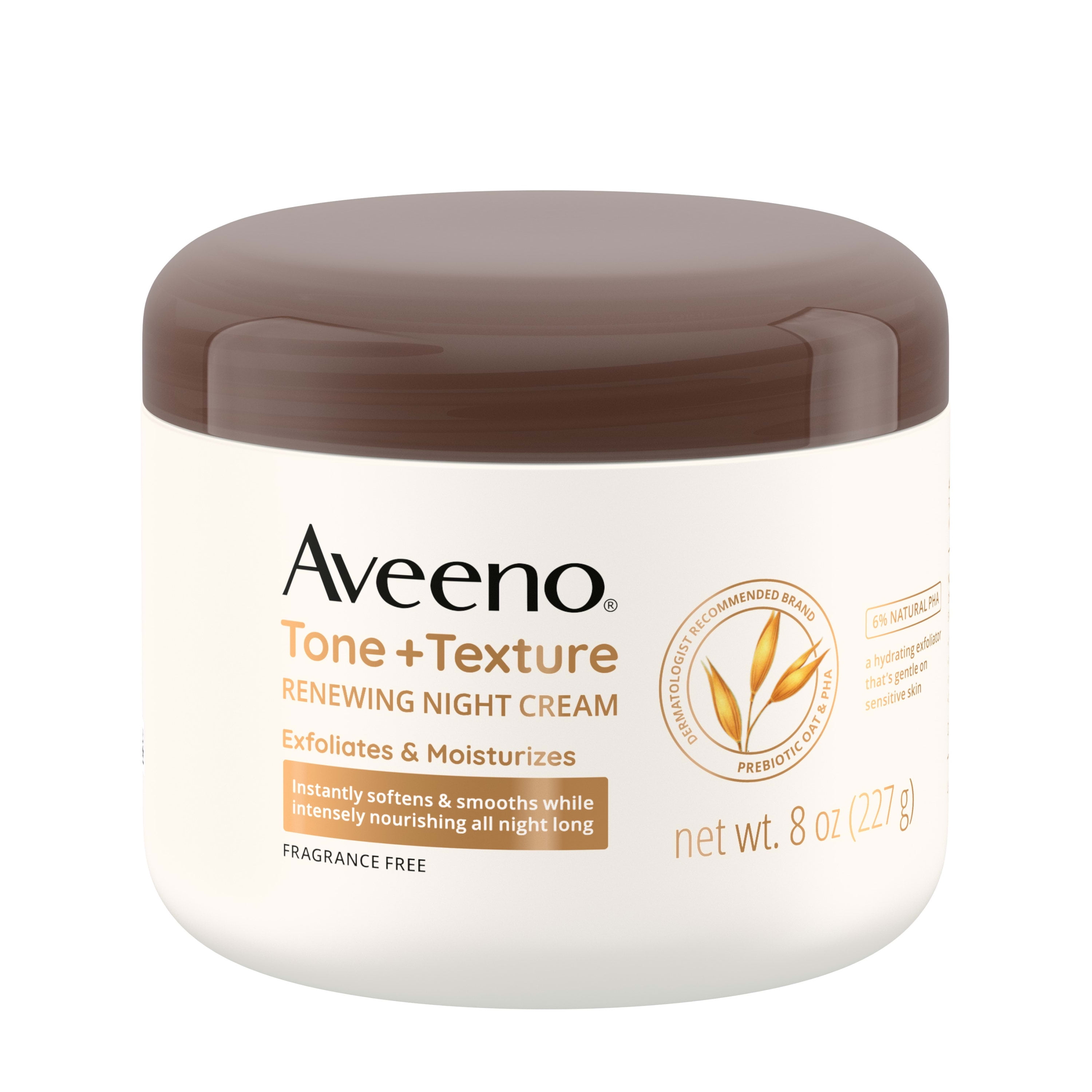Aveeno Tone + Texture Renewing Body Night Cream, Sensitive Skin, 8 oz